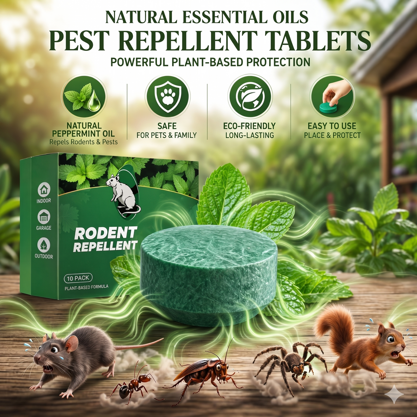 Natural Peppermint Rodent Repellent Tablets – 10 Pack